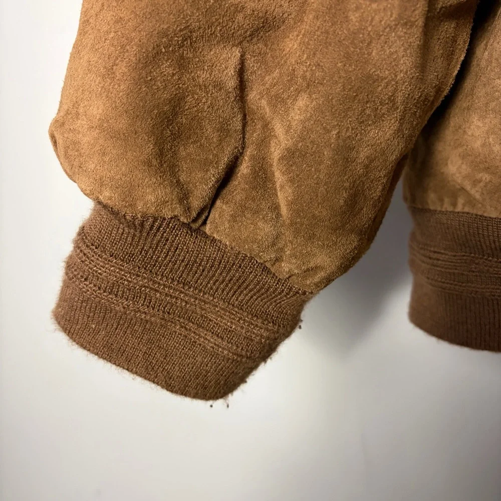 Croft and Barrow Leather Bomber Full Zip Brown Jacket Men's‎ Large